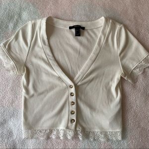 Button down blouse with lace